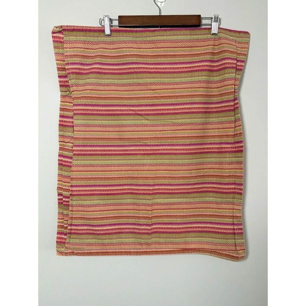ECHO Pink Paisley Standard Pillow Sham Reversable Striped Colorful Cotton 22x27
